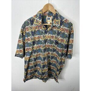 KAHALA AVI Collection Vintage 80s Hawaiian Shirt Fish Mahi  Print Men L